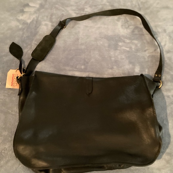 New Oldrie Large Leather Cross Body Bag Shoulder Messenger Bag Satchel Black - Picture 10 of 15